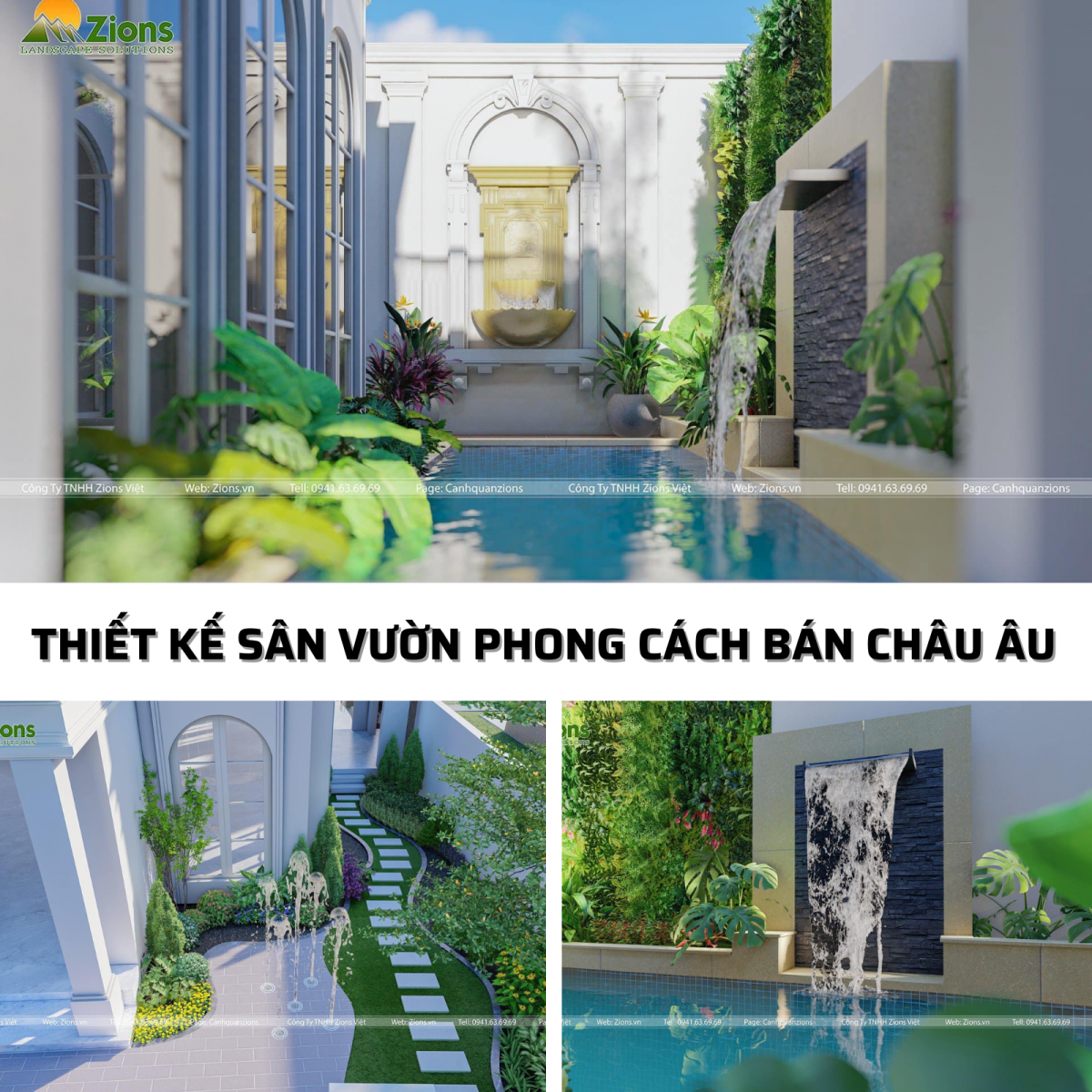 Thiết kế sân vườn phong cách bán Châu Âu